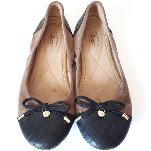 G.H. Bass & Co. Suede Flat Quilted Gold Tone Shoe - Picture 3 of 11